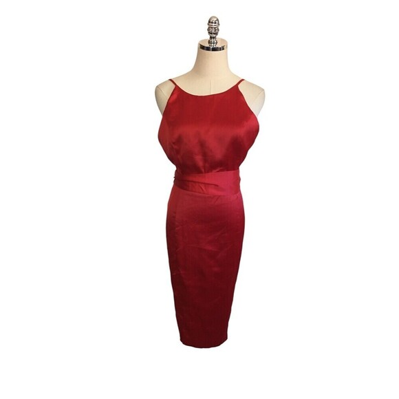 Avec Les Filles Dress Women's Size 2 Red Sleeveless Maxi Ribbon Tie - Picture 1 of 8